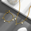 Titanium Steel Love Star Butterfly Four Leaf Clover Necklace Bracelet Earrings Suit With Water Drops And Bell Patterns