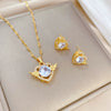 Titanium Steel Love Wings Jewelry Set With Geometric Pattern And Electroplating For Women