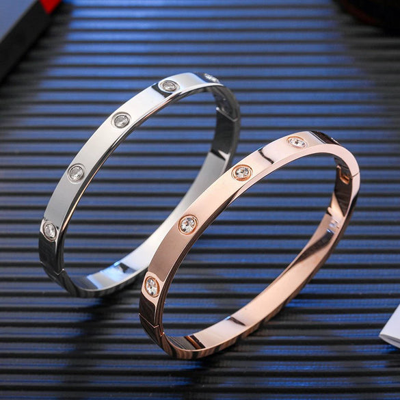 Titanium Steel Lovers Bracelet With Star Diamond Geometric Personality Design