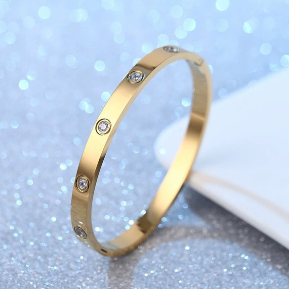 Titanium Steel Lovers Bracelet With Star Diamond Geometric Personality Design