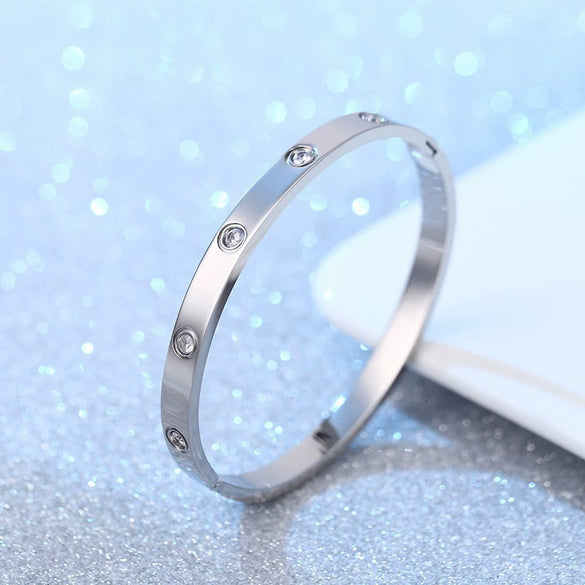 Titanium Steel Lovers Bracelet With Star Diamond Geometric Personality Design