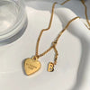 Titanium Steel Loveshaped Geometric Light Luxury Gold Inlaid Women's Cross Chain Necklace