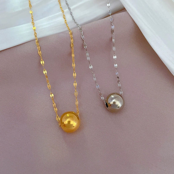 Titanium Steel Lucky Bead Cold Necklace With Geometric Pattern For Female Electroplating Process Cartoon Style