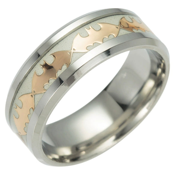 Titanium Steel Luminous Bat Geometric Unisex Ring Electroplated Jewelry