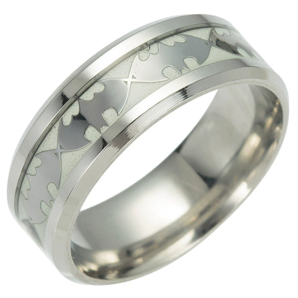 Titanium Steel Luminous Bat Geometric Unisex Ring Electroplated Jewelry