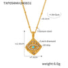 316L Stainless Steel Magic Eye Diamond Block Pendant Necklace For Women Fashion Pvd Plated