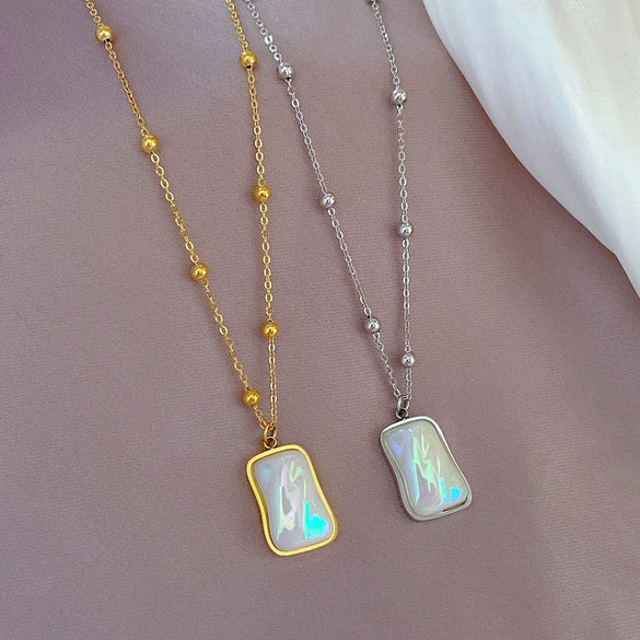 Titanium Steel Mermaid Style Geometric Electroplating Women's Necklace