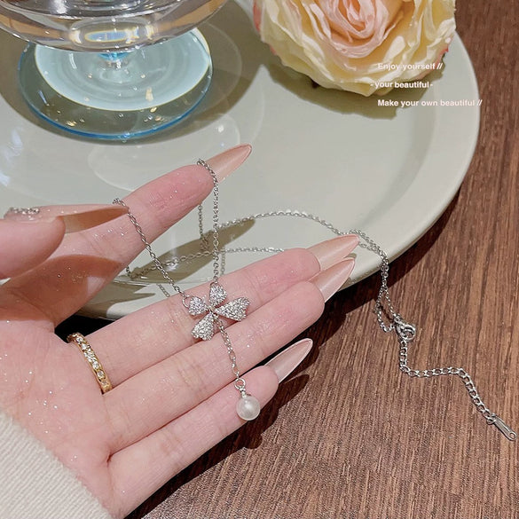 Titanium Steel Mermaid Tail Pendant Necklace For Women Fashion Inlaid Zircon Cross Chain Animals Zodiac Style