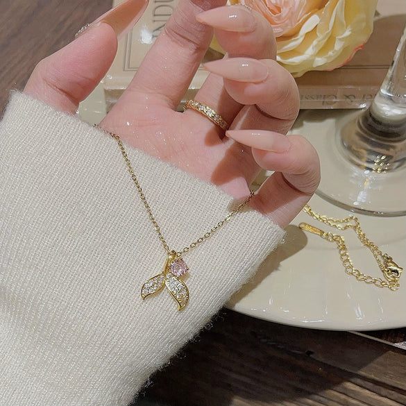 Titanium Steel Mermaid Tail Pendant Necklace For Women Fashion Inlaid Zircon Cross Chain Animals Zodiac Style