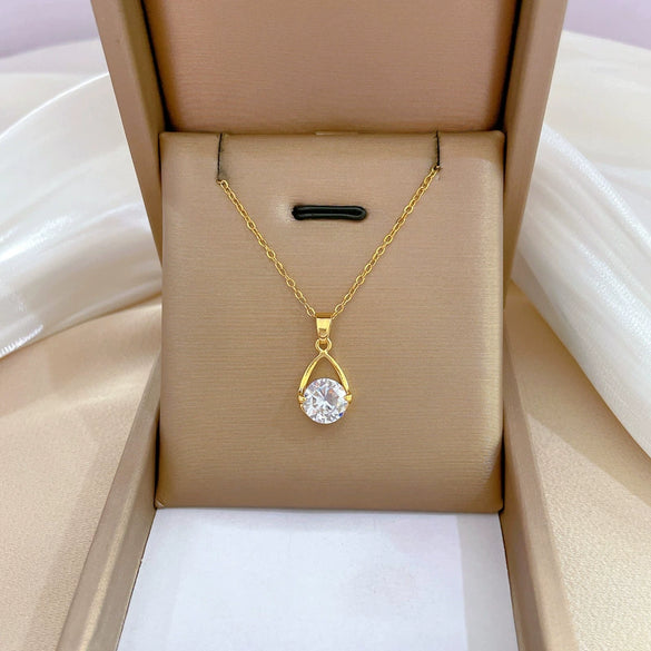 Titanium Steel Microinlaid Diamond Geometric Cartoon Style Necklace