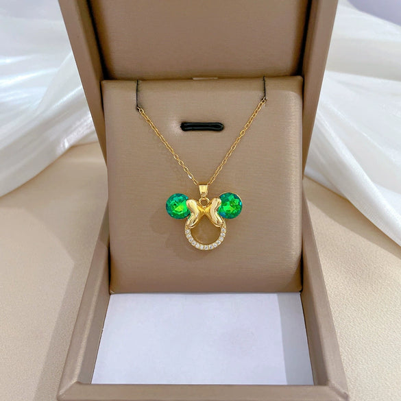 Titanium Steel Microinlaid Diamond Geometric Cartoon Style Necklace