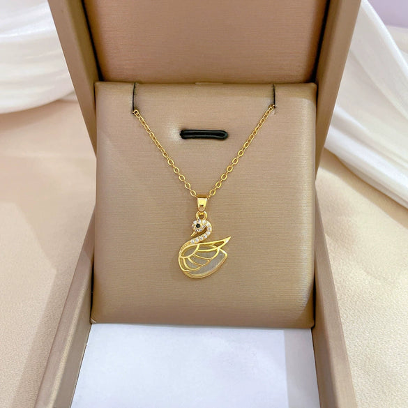 Titanium Steel Microinlaid Diamond Geometric Cartoon Style Necklace