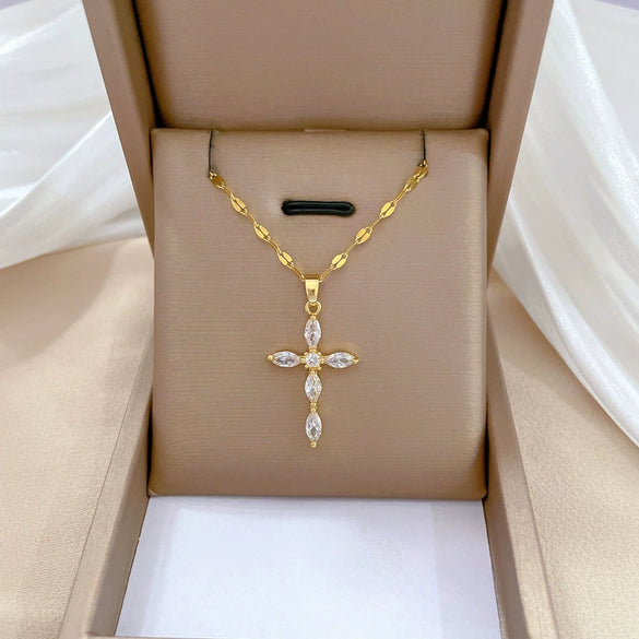 Titanium Steel Microinlaid Diamond Geometric Cartoon Style Necklace