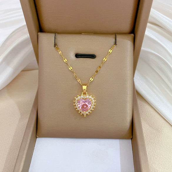 Titanium Steel Microinlaid Diamond Geometric Cartoon Style Necklace