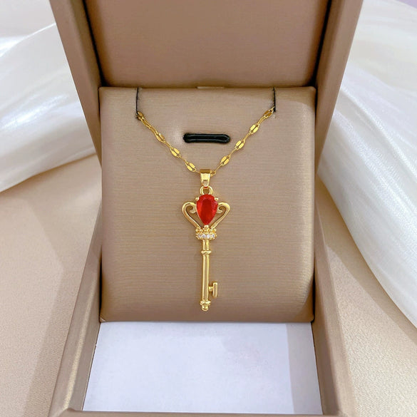 Titanium Steel Microinlaid Diamond Geometric Cartoon Style Necklace