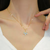 Titanium Steel Microinlaid Geometric Style Women's Necklace Earrings Suit With Electroplating