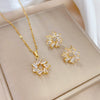 Titanium Steel Microinlaid Jewelry Set With Geometric Pattern And Electroplating For Women