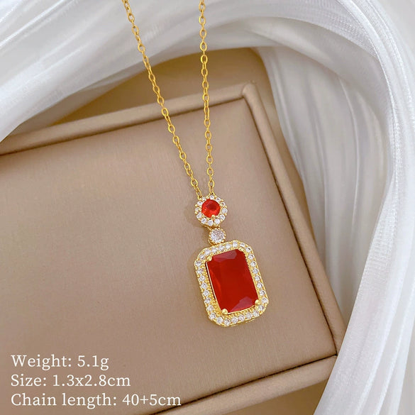 Titanium Steel Microinlaid Jewelry Set With Geometric Pattern And Electroplating Treatment For Women