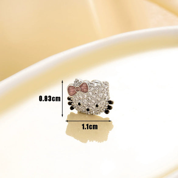 Titanium Steel Microinlaid Zircon Animal Zodiac Cat Head Ear Nail