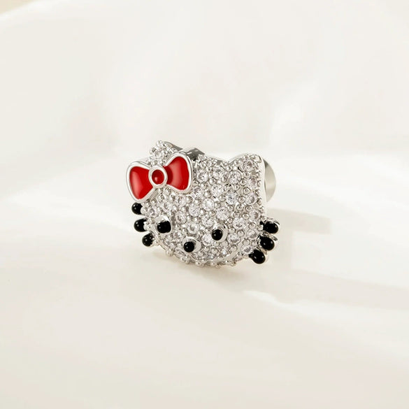 Titanium Steel Microinlaid Zircon Animal Zodiac Cat Head Ear Nail