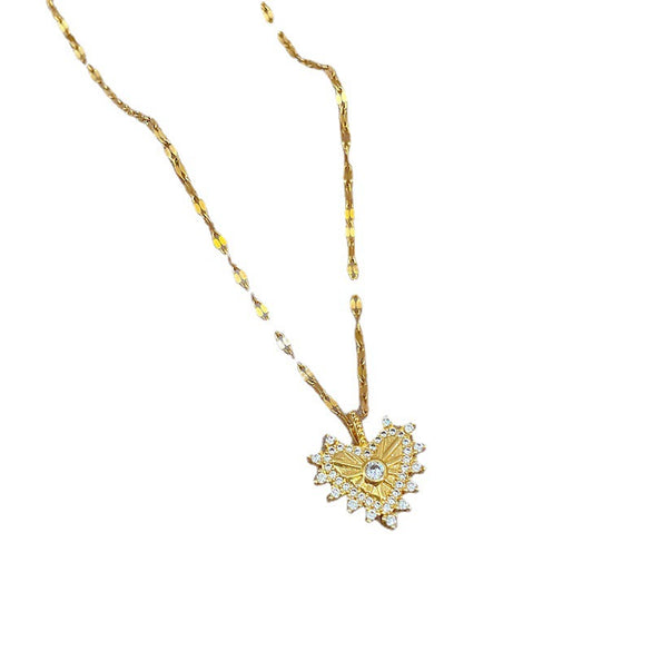 Titanium Steel Microinlaid Zircon Necklace Women's Geometric Style