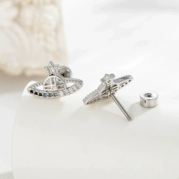 Titanium Steel Micropaved Zircon Saturn Cartilage Piercing Ear Bone Nail For Women Fashion Design