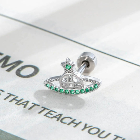 Titanium Steel Micropaved Zircon Saturn Cartilage Piercing Ear Bone Nail For Women Fashion Design