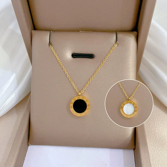 Titanium Steel Minimal Wind Furnace Real Gold Electroplated Geometric Cartoon Necklace For Unisex