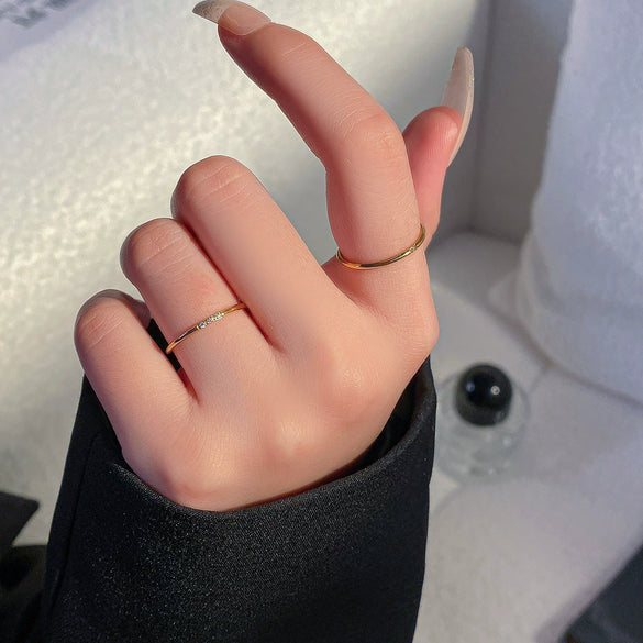 Titanium Steel Minimalist Geometric Diamondencrusted Electroplated Ring For Couple