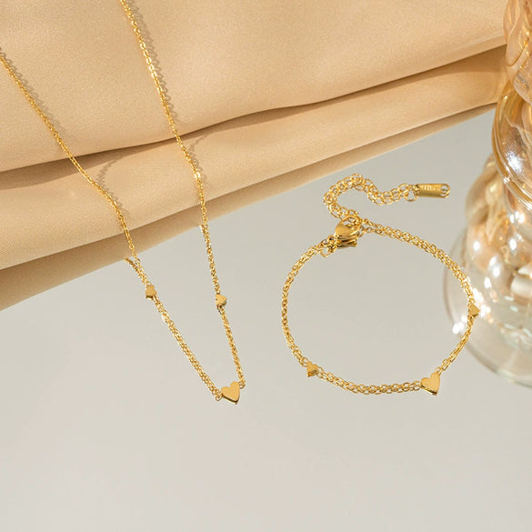 Titanium Steel Minimalist Plants And Flowers Pattern Electroplating Women's Necklace Bracelet Suit Jewelry