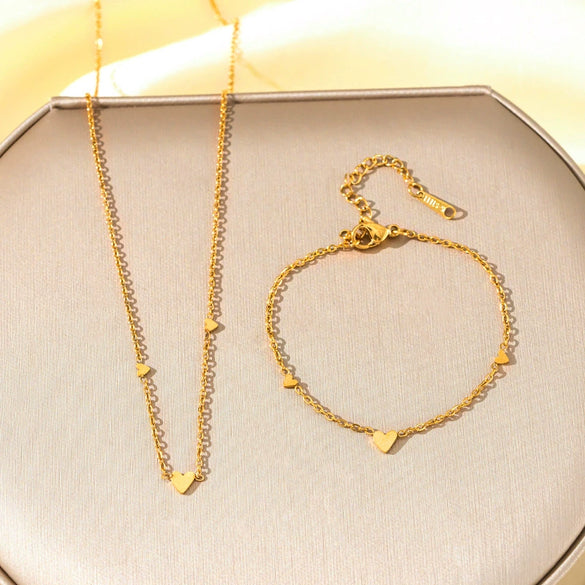 Titanium Steel Minimalist Plants And Flowers Pattern Electroplating Women's Necklace Bracelet Suit Jewelry