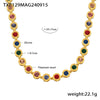 316L Stainless Steel Mixed Color 3A Zircon Bracelet And Necklace Jewelry Set With Pvd Vacuum Plating