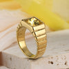 Titanium Steel Multicolor Square Geometric Polished Ring For Men And Women