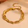 Titanium Steel Multilayer Electroplated Cartoon Style Snake Clip Bead Stacking Bracelet