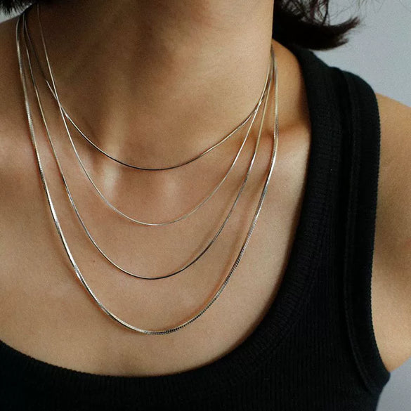 Titanium Steel Multilayer Snake Bone Chain Stacked Necklace Ushaped Electroplated Unisex