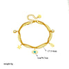 Titanium Steel Multilayer Stacked Turquoise Eyes Star Rhinestone Pendant Necklace And Bracelet Set For Women With Electroplating