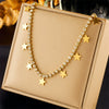 Titanium Steel Multilayered Butterfly Star Pendant Necklace With Electroplating Fashion Design For Women