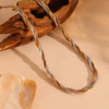 Titanium Steel Multistrand Cross Snake Chain Fashion Jewelry Bracelet Anklet Necklace Set With Diamonds