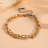 Titanium Steel Multistrand Cross Snake Chain Fashion Jewelry Bracelet Anklet Necklace Set With Diamonds