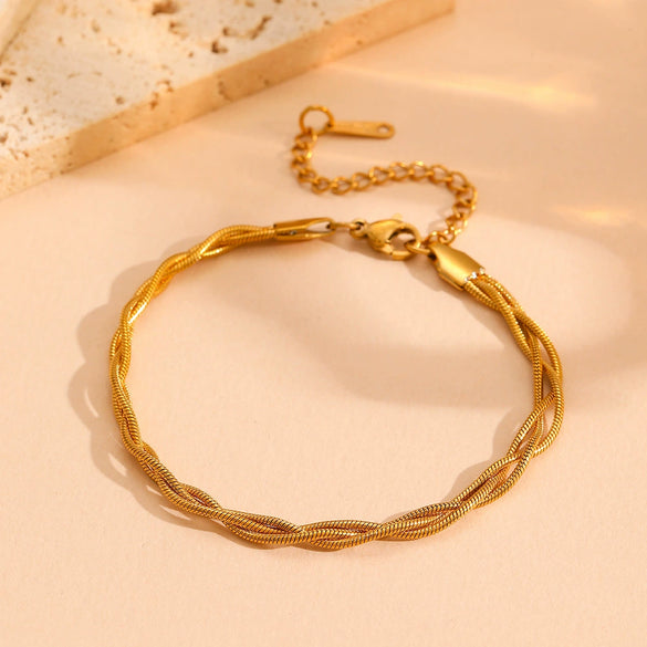 Titanium Steel Multistrand Cross Snake Chain Fashion Jewelry Bracelet Anklet Necklace Set With Diamonds