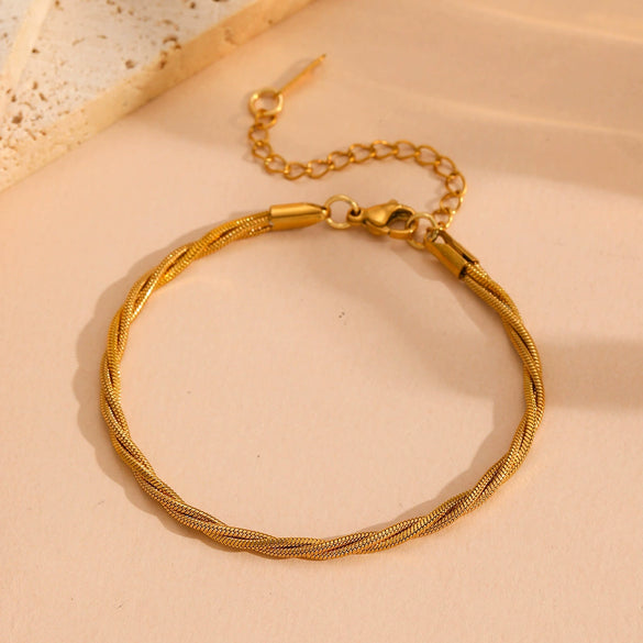 Titanium Steel Multistrand Cross Snake Chain Fashion Jewelry Bracelet Anklet Necklace Set With Diamonds
