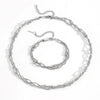 Titanium Steel Multistrand Cross Snake Chain Fashion Jewelry Bracelet Anklet Necklace Set With Diamonds