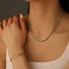 Titanium Steel Multistrand Cross Snake Chain Fashion Jewelry Bracelet Anklet Necklace Set With Diamonds
