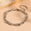 Titanium Steel Multistrand Cross Snake Chain Fashion Jewelry Bracelet Anklet Necklace Set With Diamonds