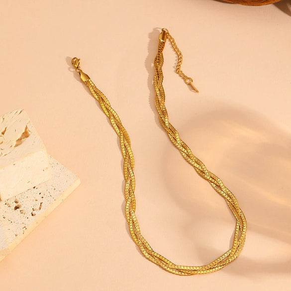 Titanium Steel Multistrand Cross Snake Chain Fashion Jewelry Bracelet Anklet Necklace Set With Diamonds