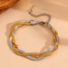 Titanium Steel Multistrand Cross Snake Chain Fashion Jewelry Bracelet Anklet Necklace Set With Diamonds