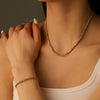 Titanium Steel Multistrand Cross Snake Chain Fashion Jewelry Bracelet Anklet Necklace Set With Diamonds