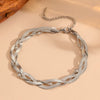 Titanium Steel Multistrand Cross Snake Chain Fashion Jewelry Bracelet Anklet Necklace Set With Diamonds