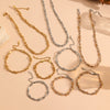 Titanium Steel Multistrand Cross Snake Chain Fashion Jewelry Bracelet Anklet Necklace Set With Diamonds