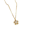 Titanium Steel Natural Plant Flowers Geometric Diamond Zircon Necklace For Women And Unisex